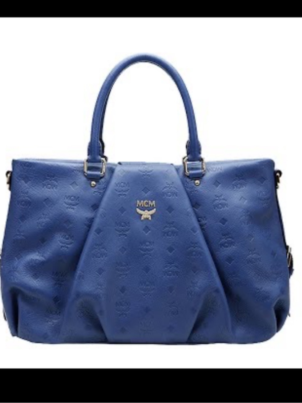 MCM Royal Blue Leather 2in1 Tote/Satchel Bag w/CB Strap & Top Handles EUC